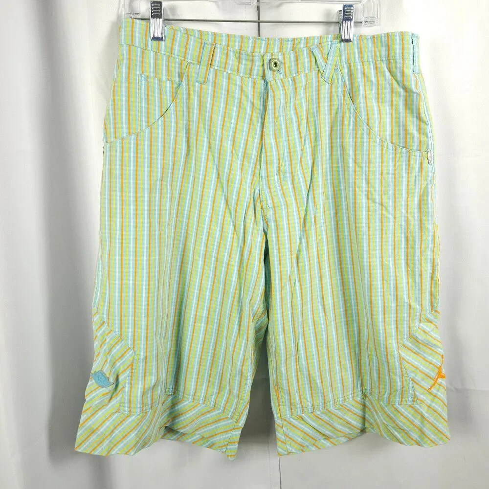Air Jordan Nike Green Striped Mesh Lined 5-Pocket Board Shorts Men's 36‎
